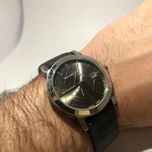 Burberry 38mm black leather watch